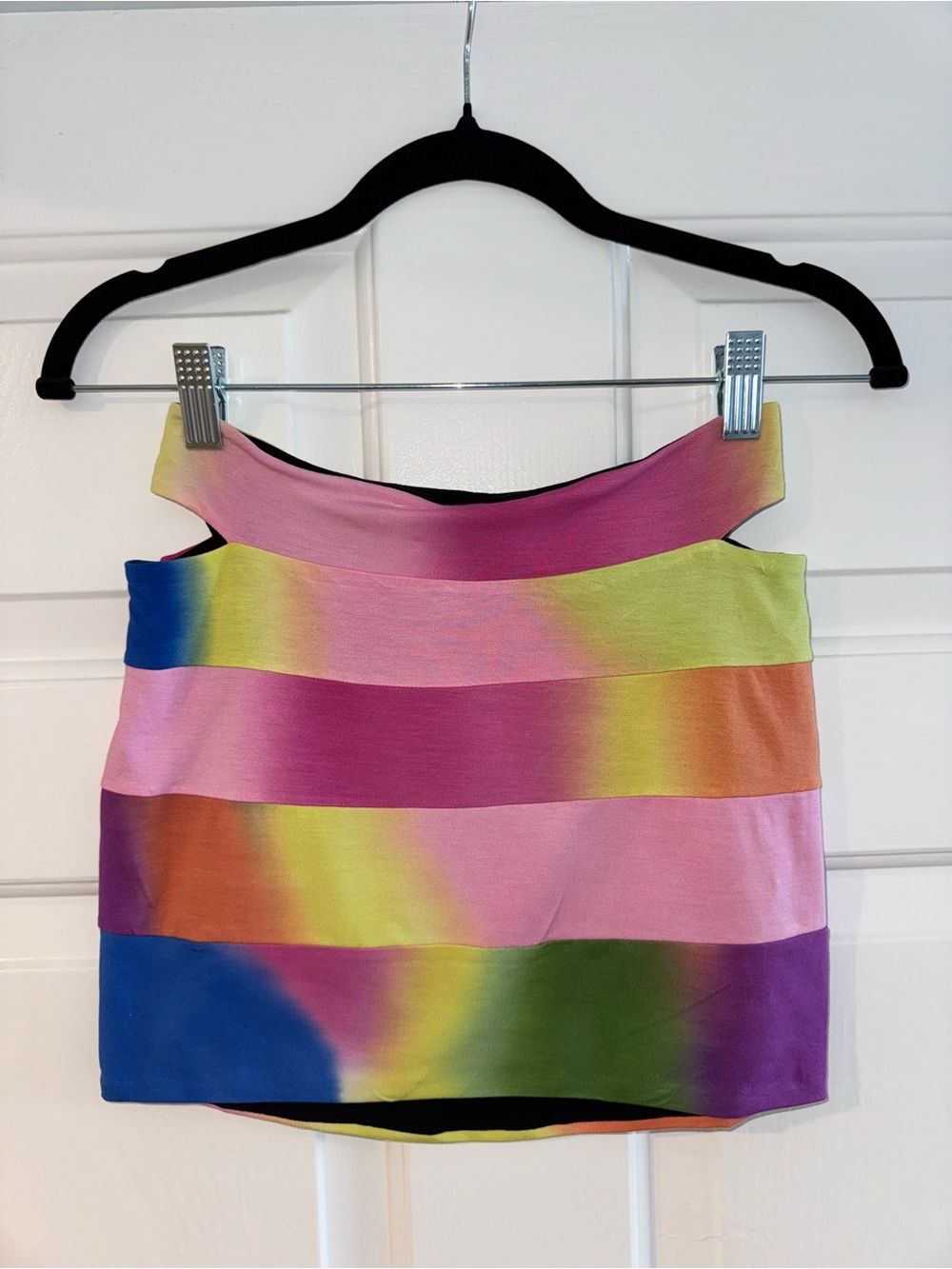 Indah Rainbow Horizontal Stripe Mini Skirt - Pink, Yellow, Blue, Purple, Green
